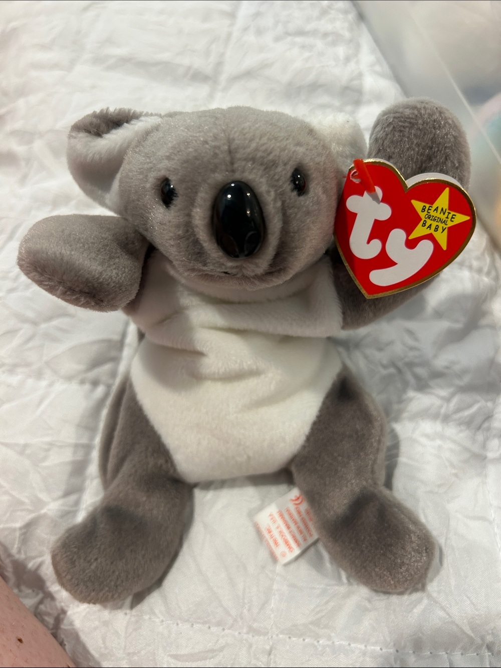 Ty Gray and White Koala Beanie Plush with Heart Tag